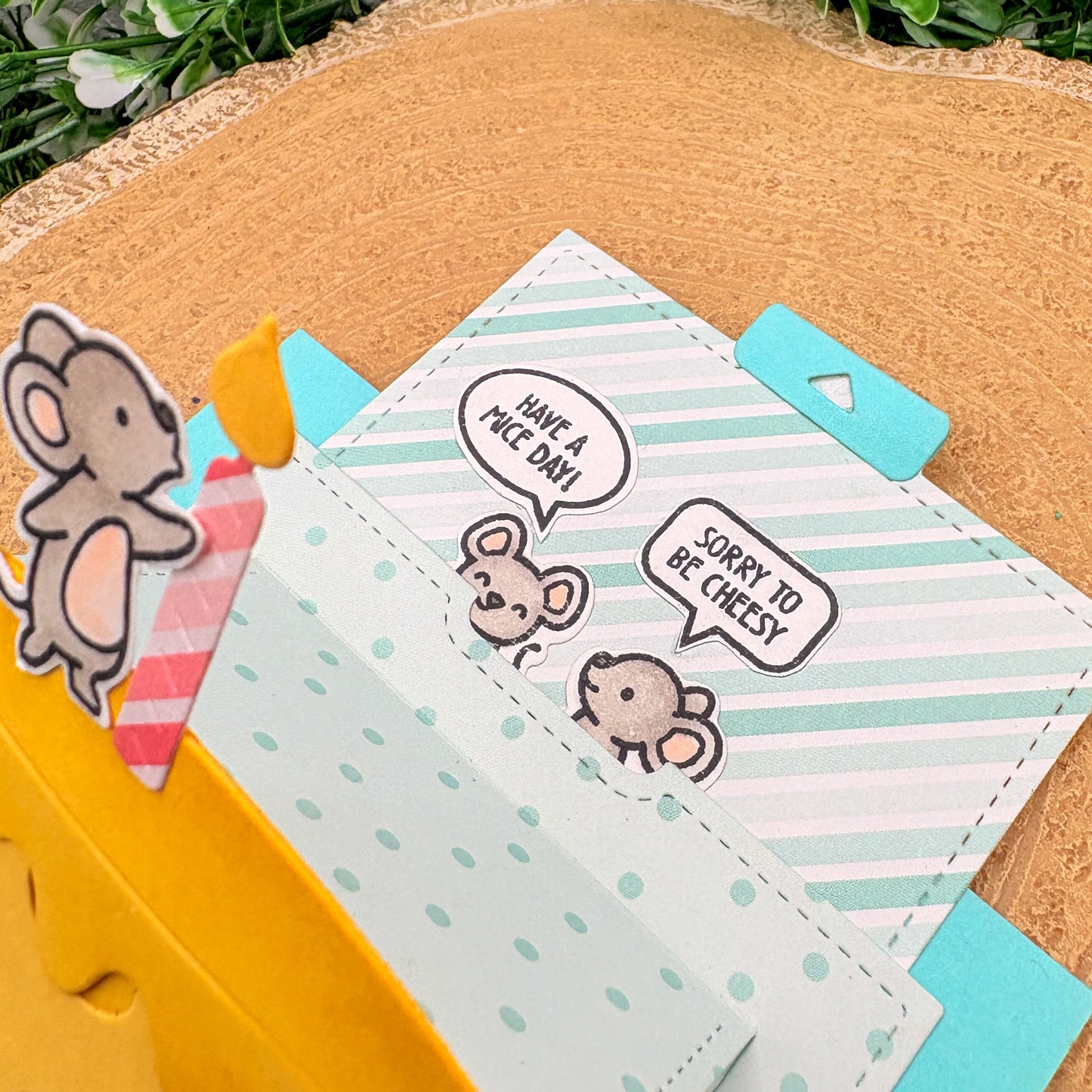 Mice & Cheese Pun Quotes Handmade Pull Reveal Birthday Card-3