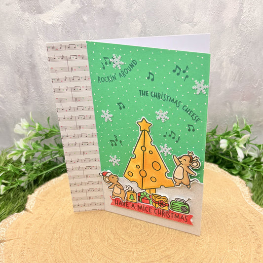 Mice & Cheese Tree Handmade Christmas Card-1