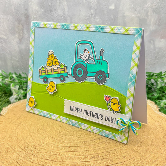 Mother Hen Tractor Handmade Mother's Day Card