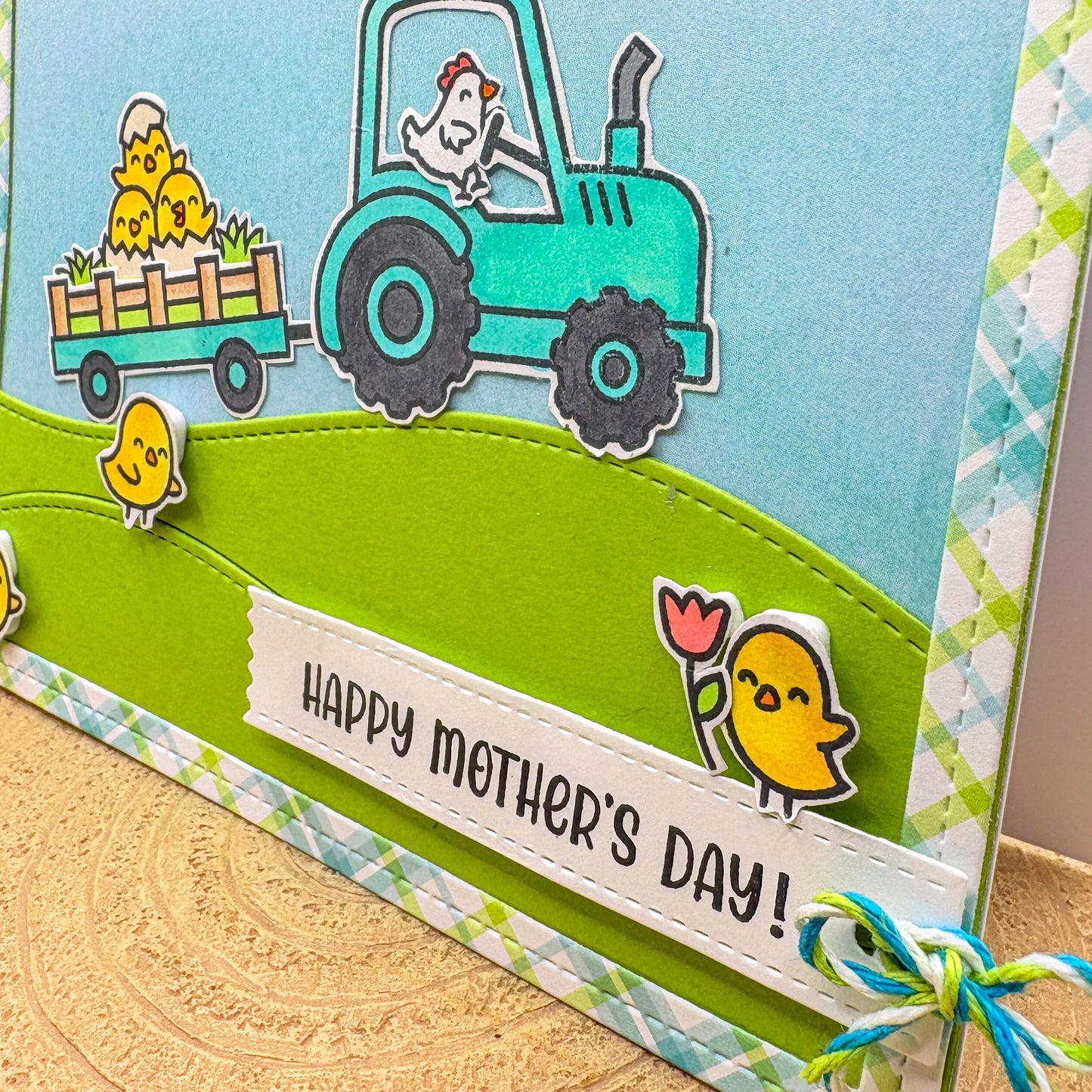 Mother Hen Tractor Handmade Mother's Day Card