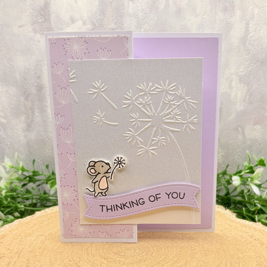 Mouse Blowing Dandelion Handmade Thinking of You Card