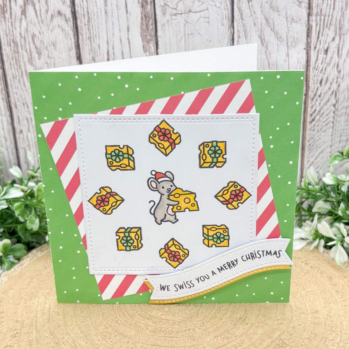 Mouse Cheese Puns Handmade Christmas Card-1