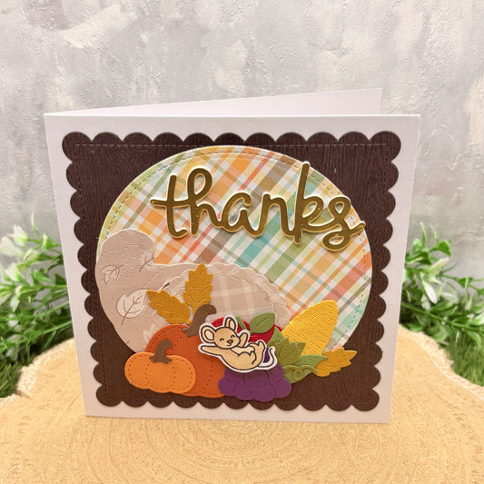 Mouse On Leaves Handmade Thank You Card-1