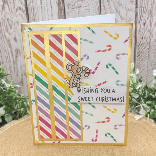 Mouse With Candy Cane Handmade Christmas Card-1