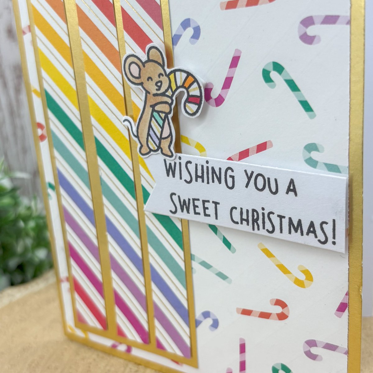 Mouse With Candy Cane Handmade Christmas Card-2