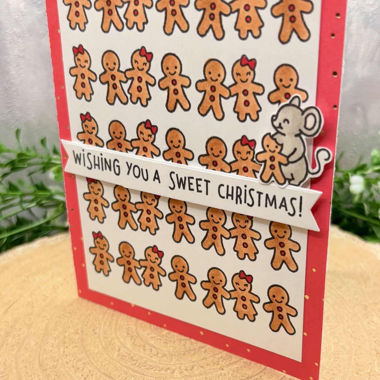 Mouse & Gingerbread Men Handmade Christmas Card-2