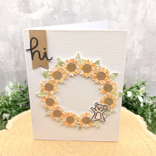 Mouse & Sunflower Wreath Handmade Card-2