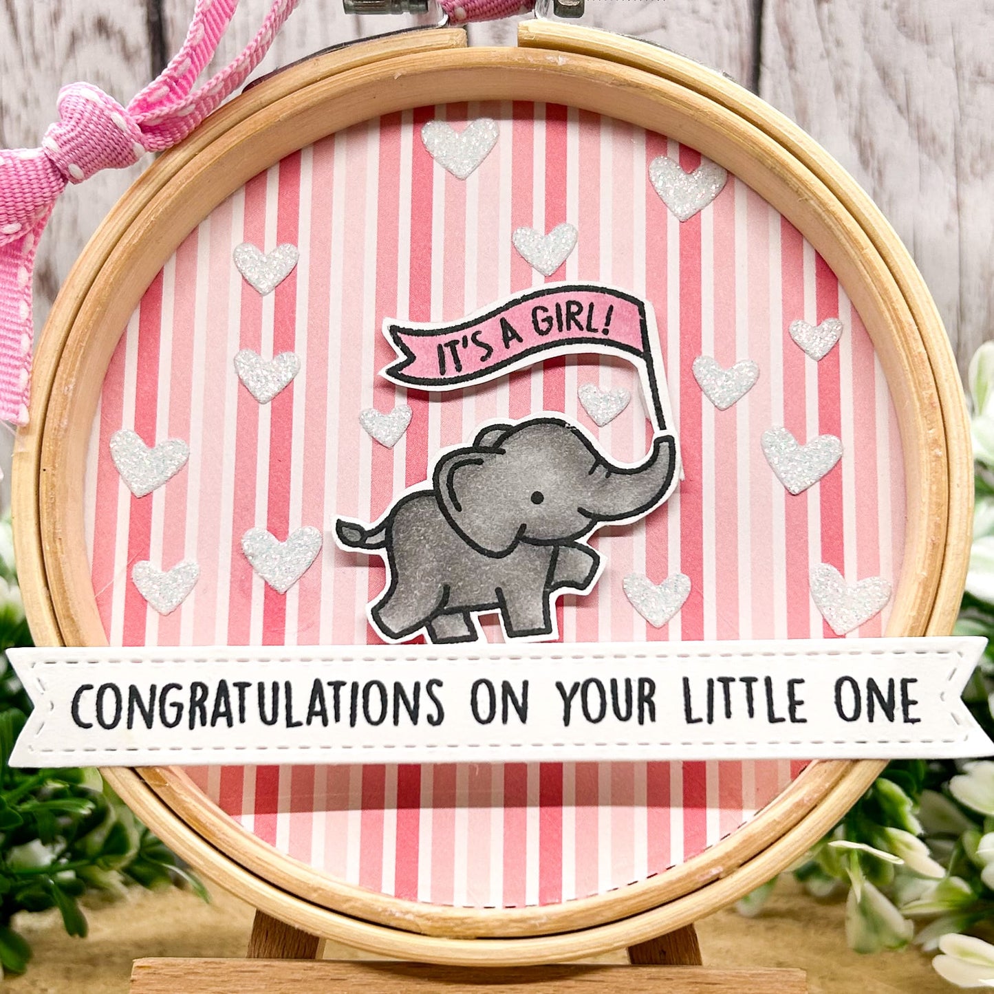 New Baby It's A Girl Embroidery Hoop Hanging Ornament Gift