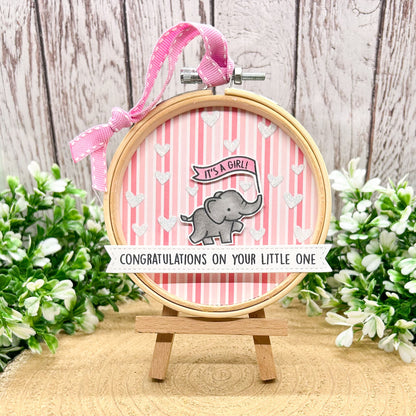New Baby It's A Girl Embroidery Hoop Hanging Ornament Gift