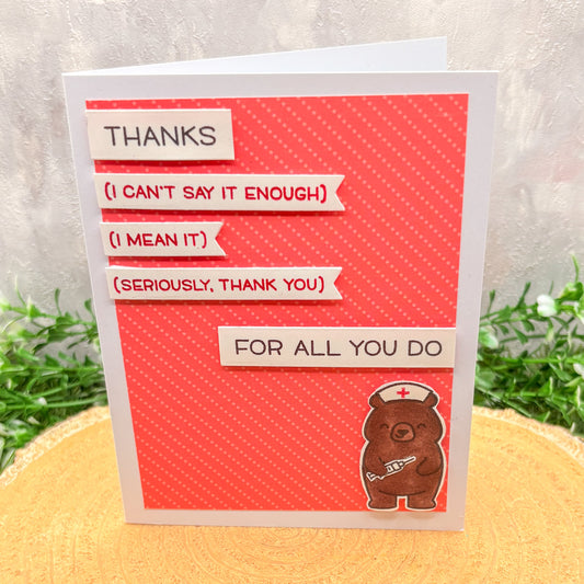 Nurse Bear Handmade Thank You Card-1