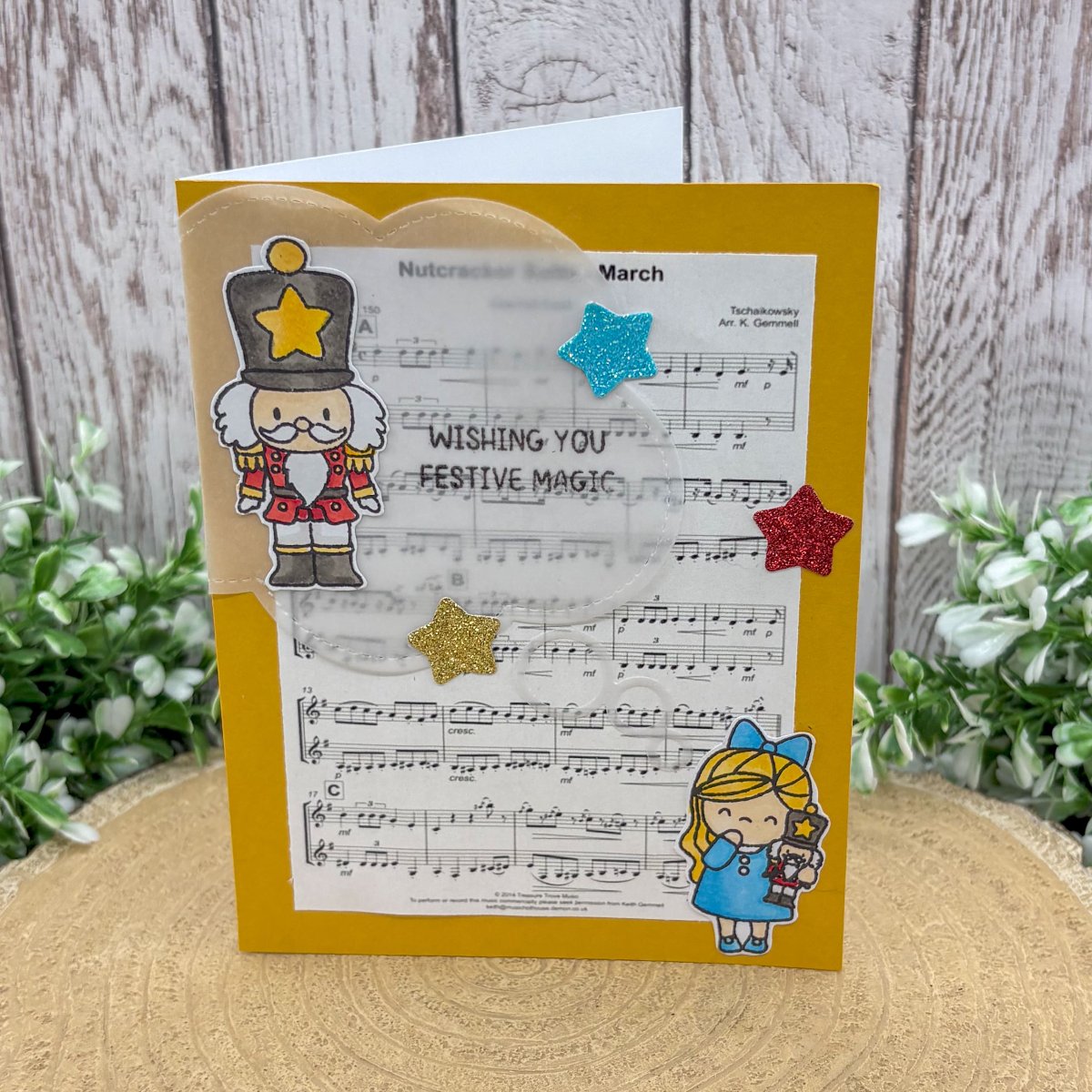 Nutcracker Music Sheet Handmade Christmas Card-1