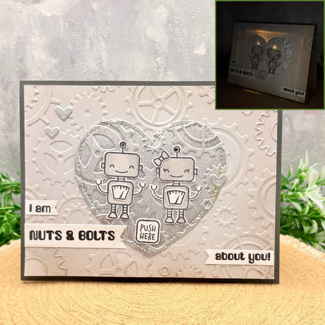 Nuts & Bolts About You Handmade Light Up Valentine's Day Card