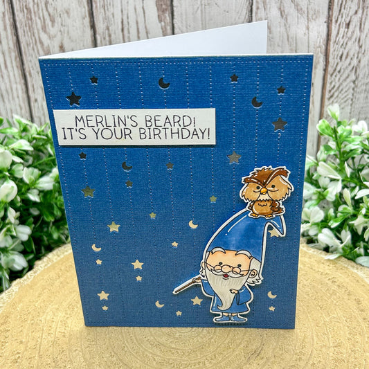 Old Wizard & Owl Handmade Character Themed Card-1