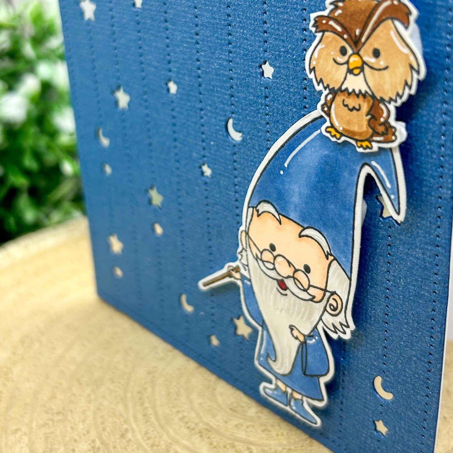 Old Wizard & Owl Handmade Character Themed Card-2