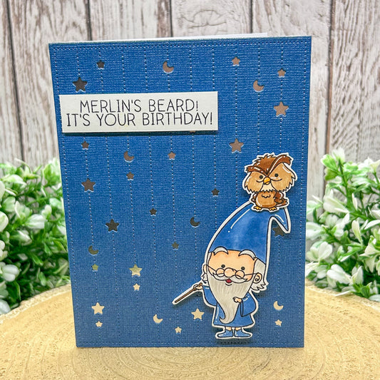 Old Wizard & Owl Handmade Character Themed Card