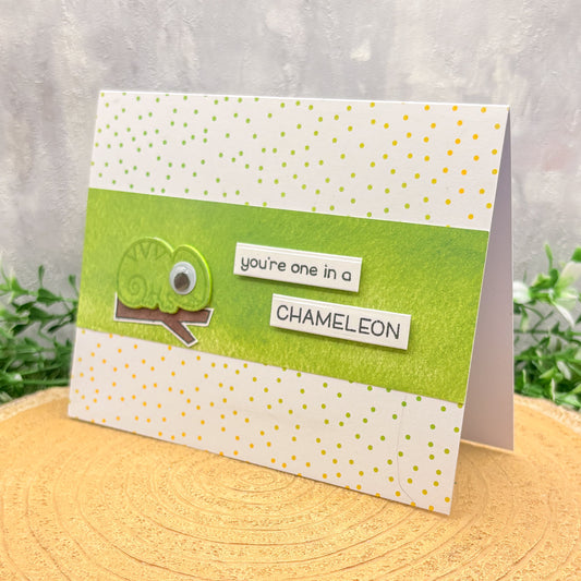 One In A Chameleon Handmade Card-1