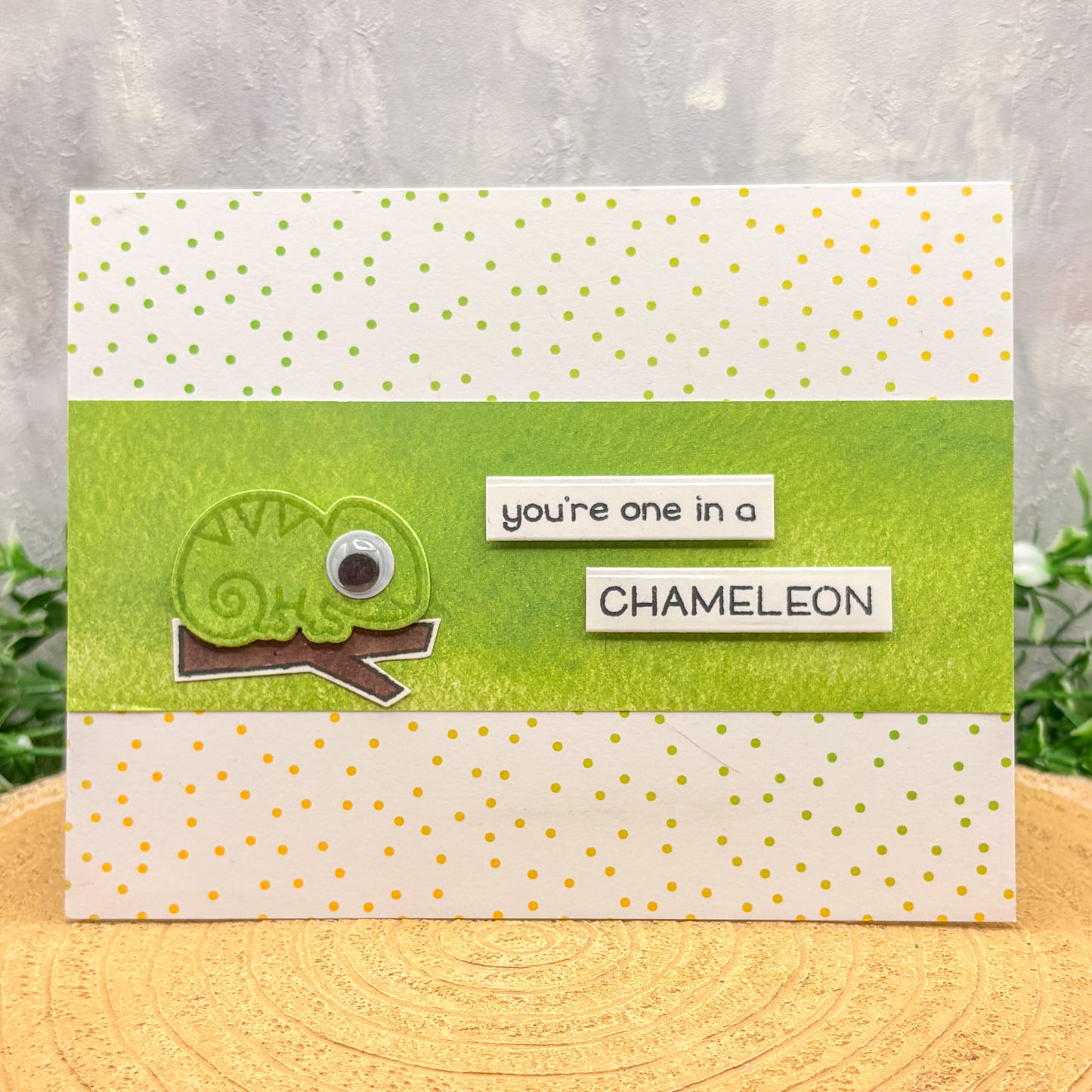One In A Chameleon Handmade Card
