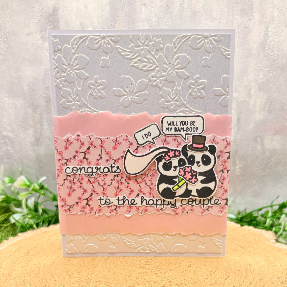 Panda Couple Handmade Wedding Day Card