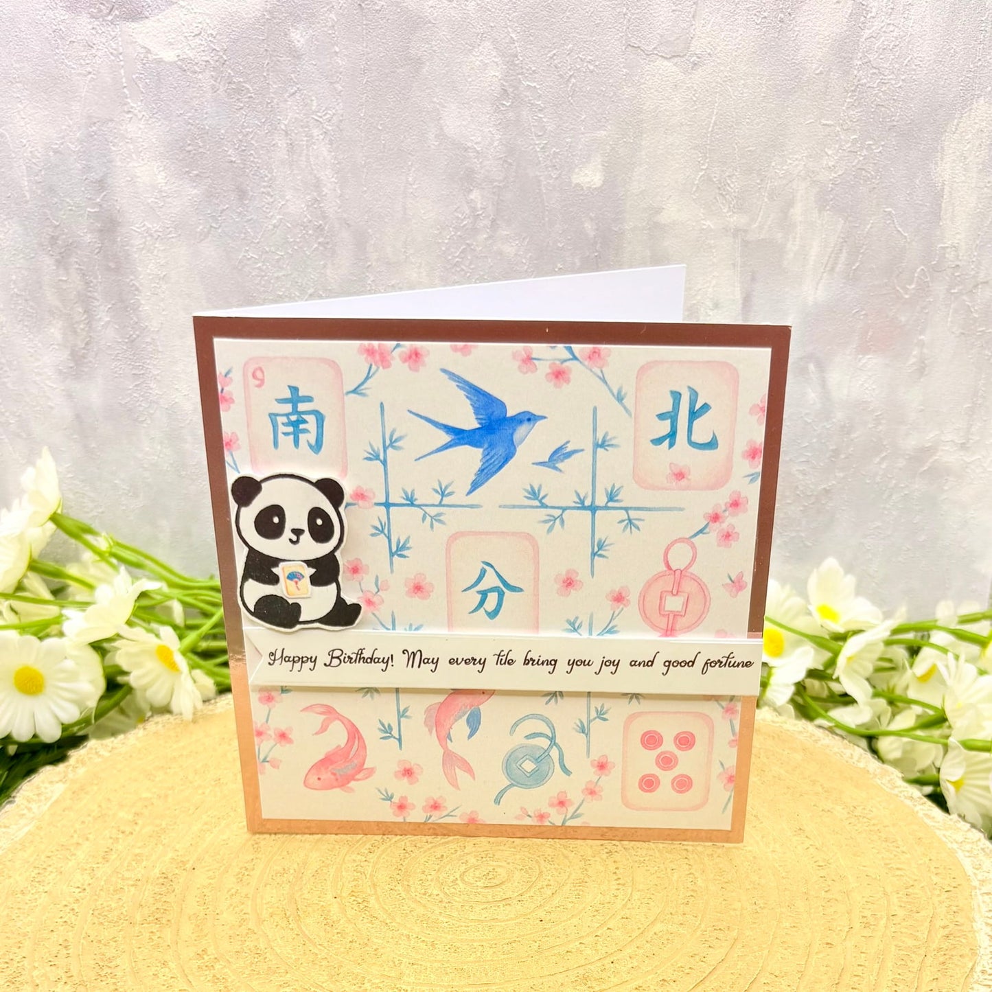 Panda Good Fortune Handmade Birthday Card-1