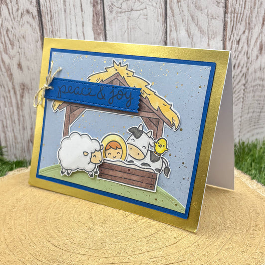 Peace & Joy Nativity Scene Handmade Christmas Card-1