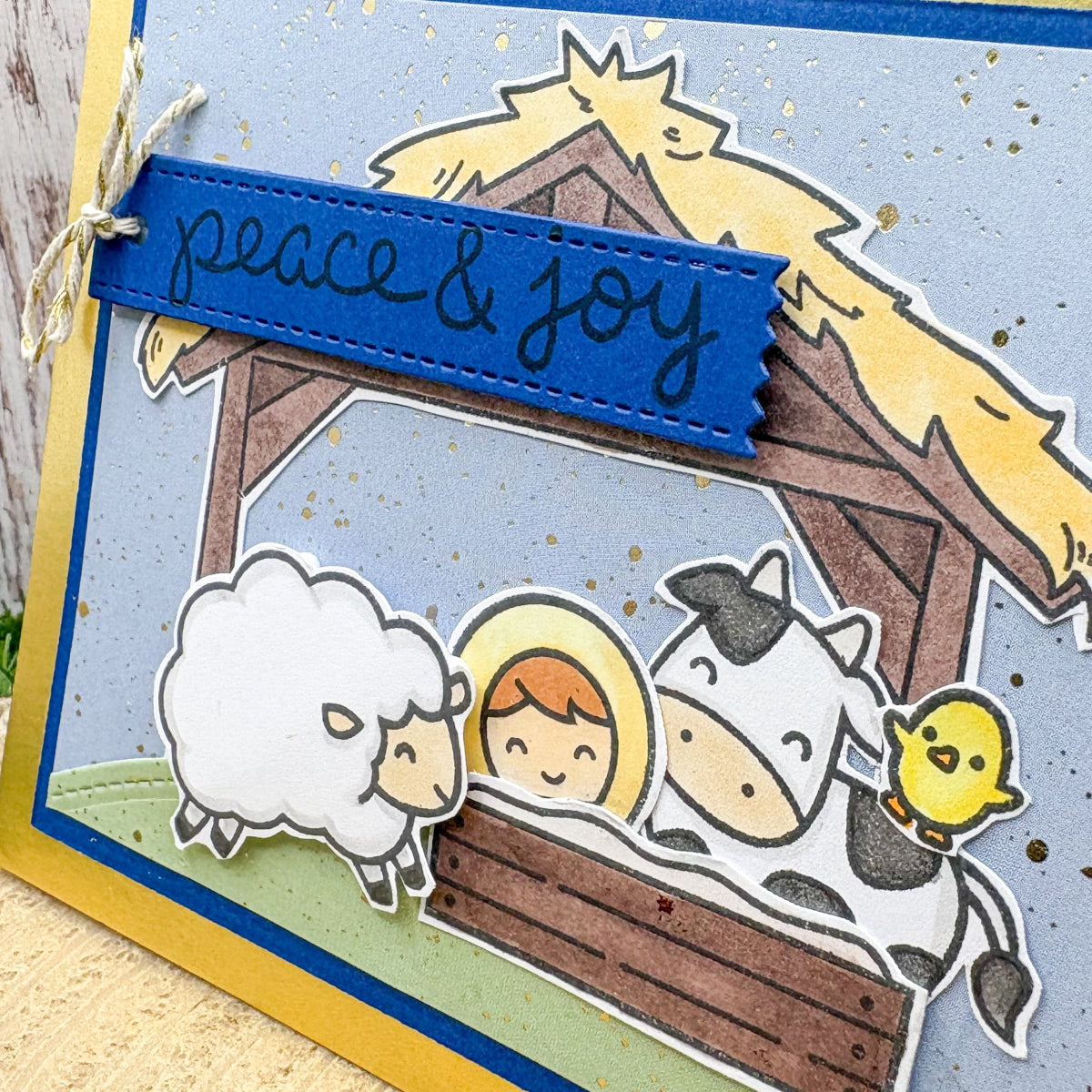 Peace & Joy Nativity Scene Handmade Christmas Card-2