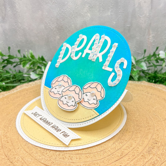 Pearls Just Wanna Have Fun Easel Standing Handmade Card-1