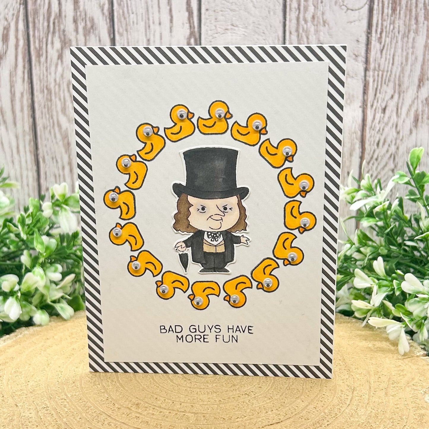 Penguin Guy Character Themed Handmade Card