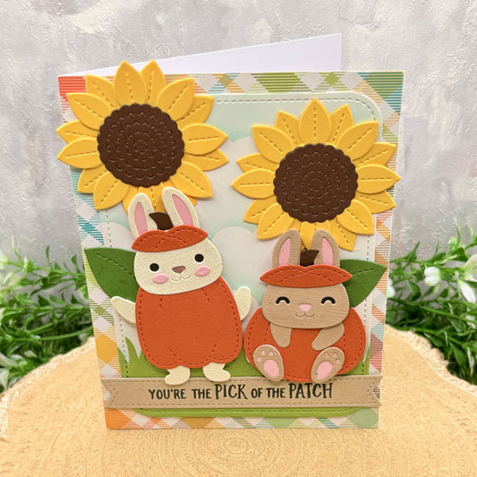 Pick of the Patch Rabbits in Pumpkins Handmade Card-1