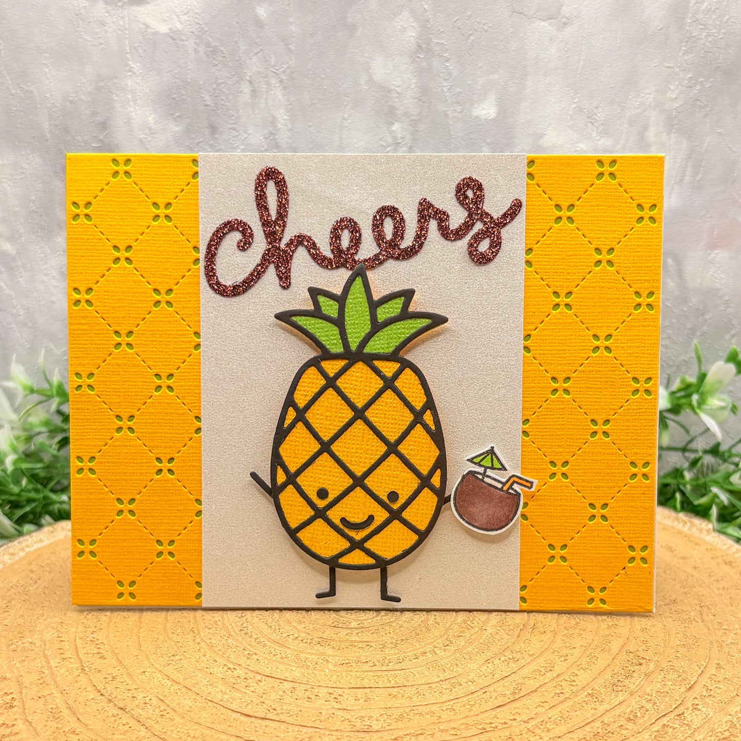 Pineapple Pina Colada Cheers Handmade Card
