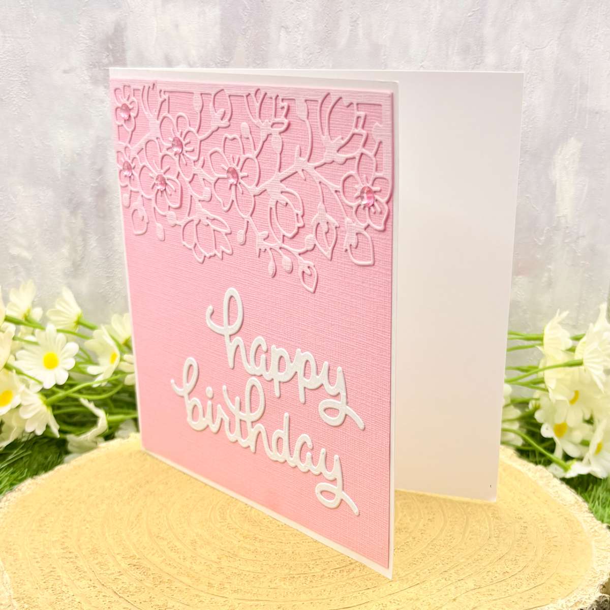 Pink Floral Design Handmade Birthday Card-2
