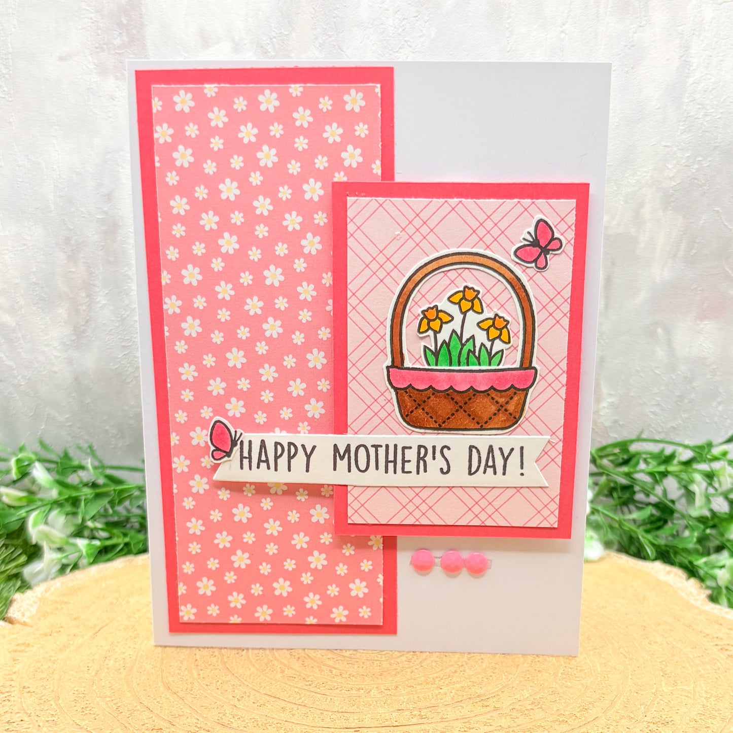 Pink Floral Patterned Handmade Mother's Day Card (3 Designs to Choose From)
