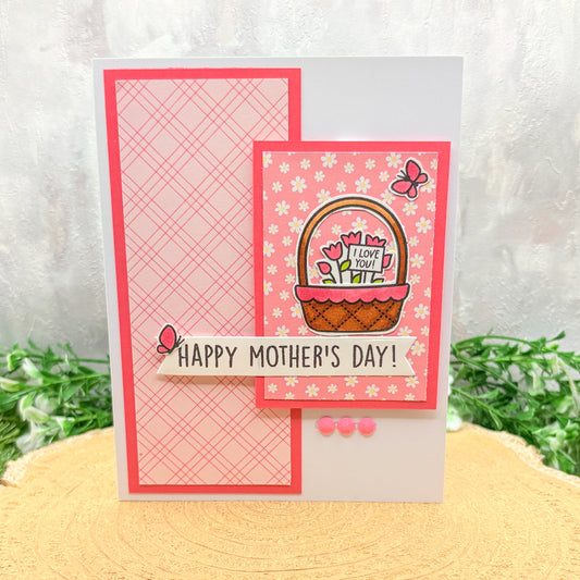 Pink Floral Patterned Handmade Mother's Day Card (3 Designs to Choose From)