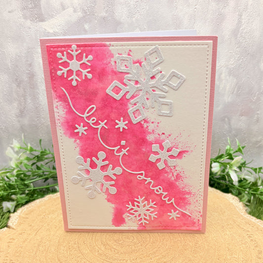 Pink Let It Snow Handmade Christmas Card-1