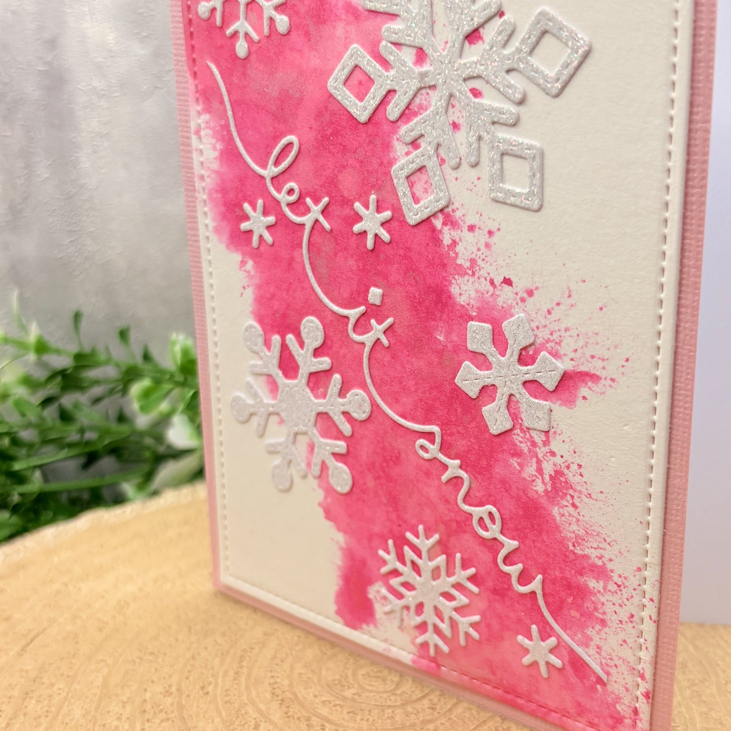 Pink Let It Snow Handmade Christmas Card-2