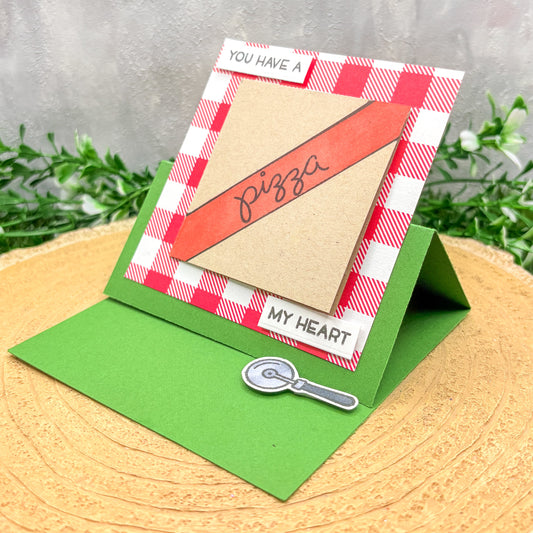 Pizza My Heart Handmade Easel Standing Card-1