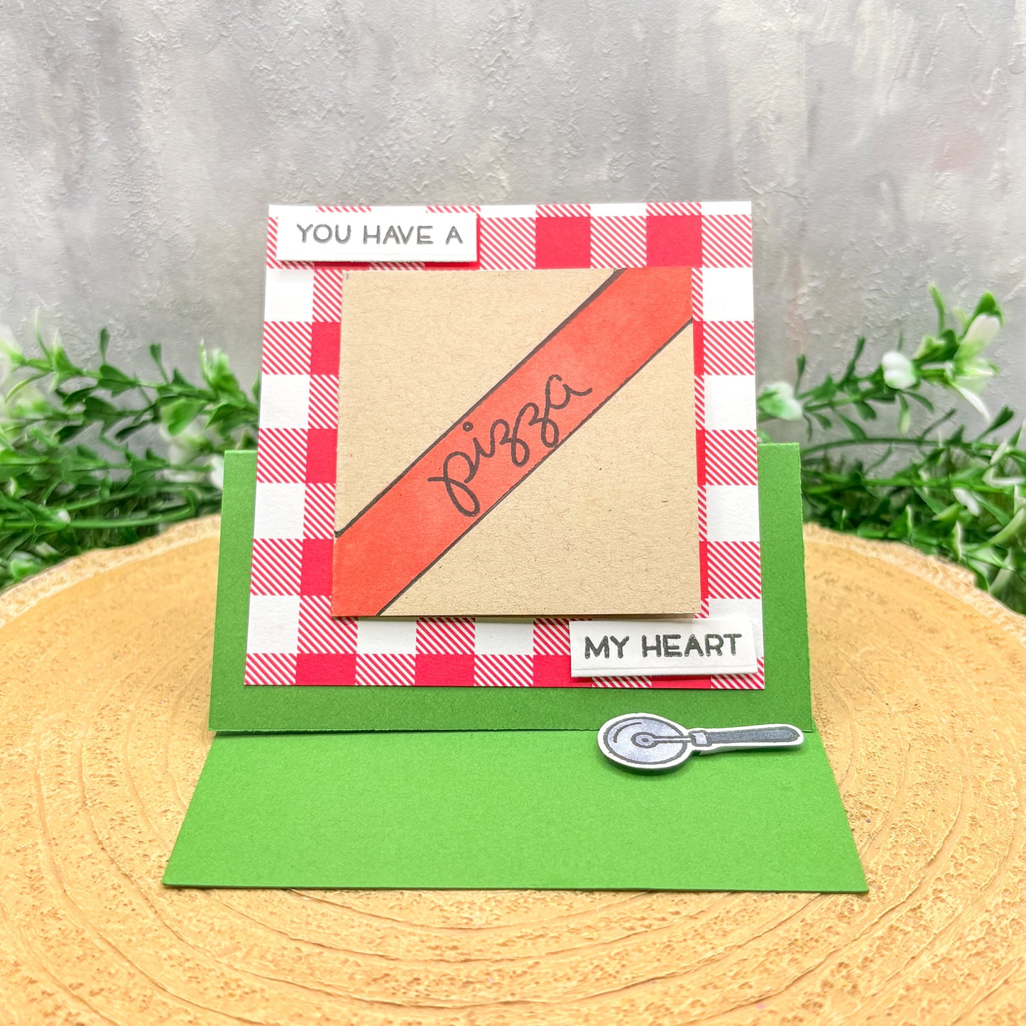 Pizza My Heart Handmade Easel Standing Card