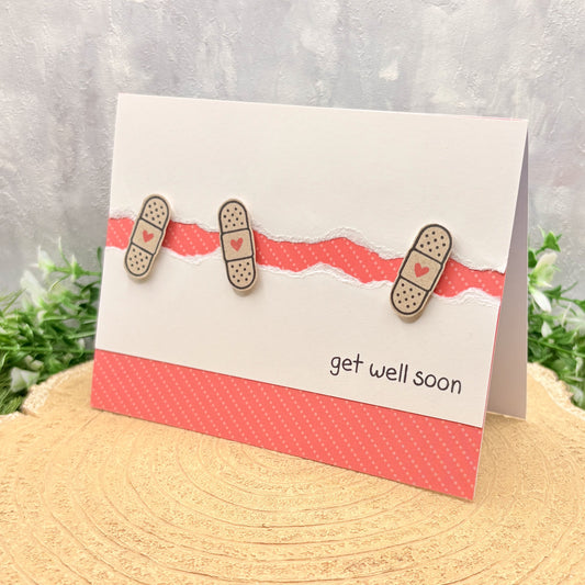 Plasters & Hearts Handmade Get Well Soon Card