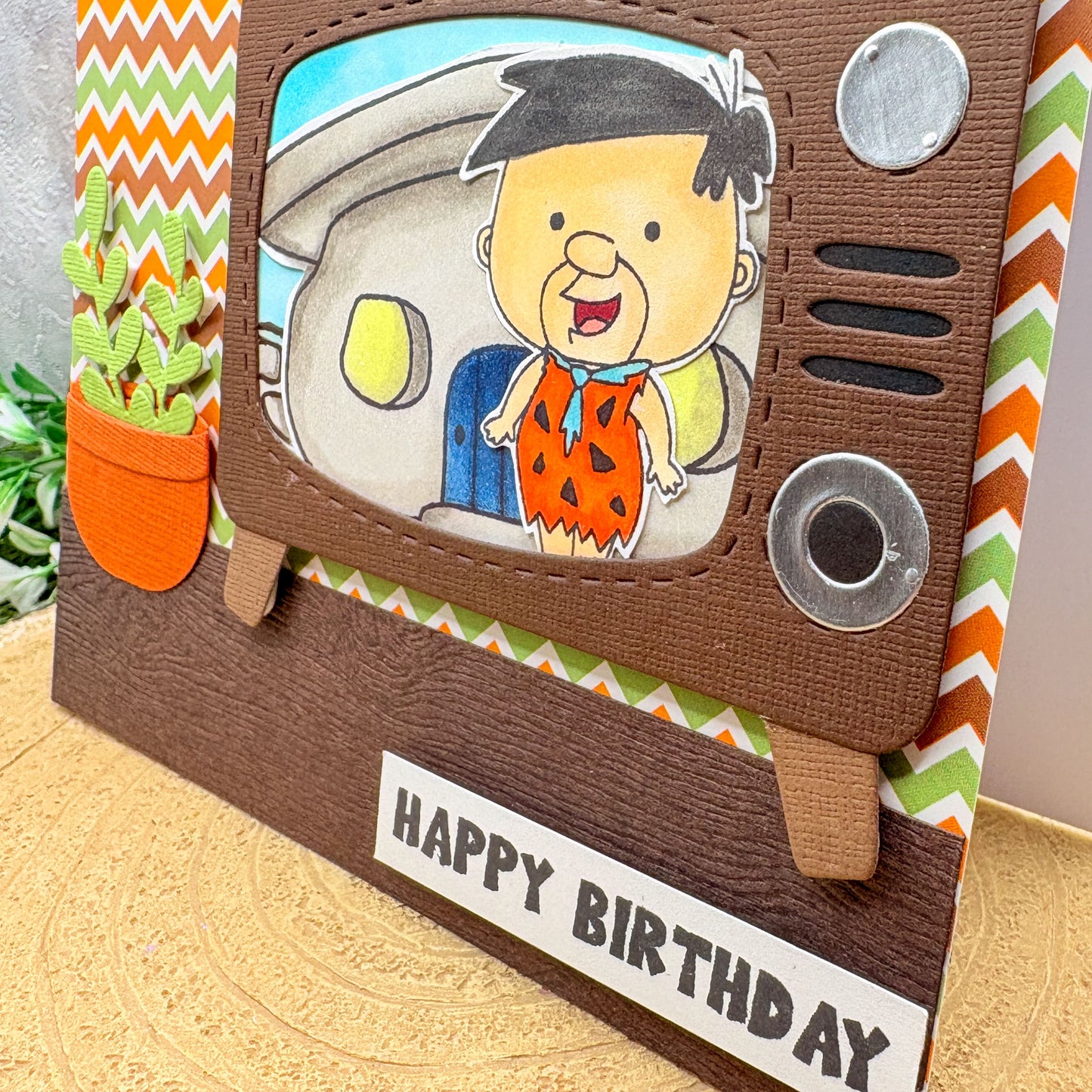 Prehistoric Fred Handmade Character Birthday Card-2