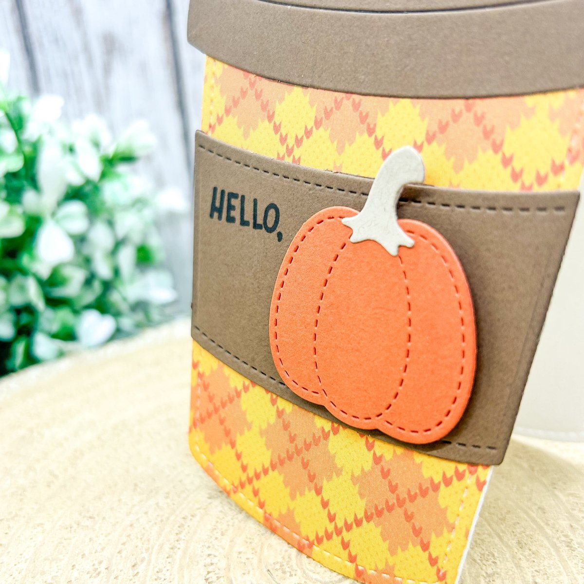 Pumpkin Coffee Cup Shaped Handmade Card/Gift Card Holder-2