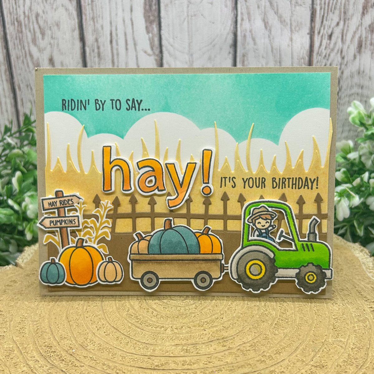 Pumpkin Tractor Hay, It's Your Birthday! Handmade Card