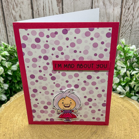 Purple Madam Mad About You Handmade Character Card