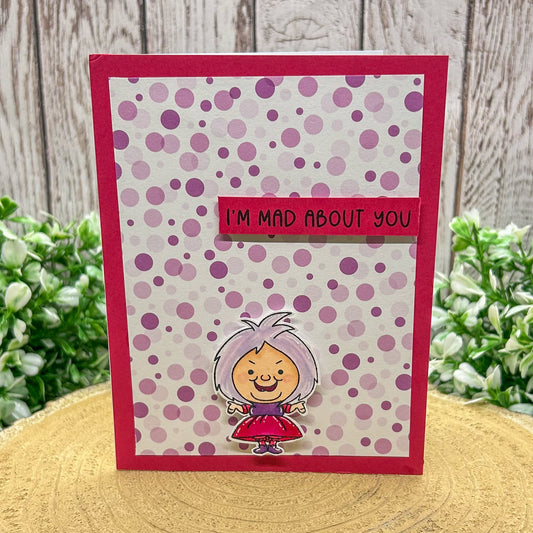 Purple Madam Mad About You Handmade Character Card