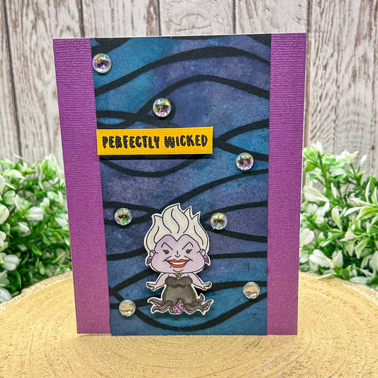 Purple Sea Witch Handmade Character Themed Card