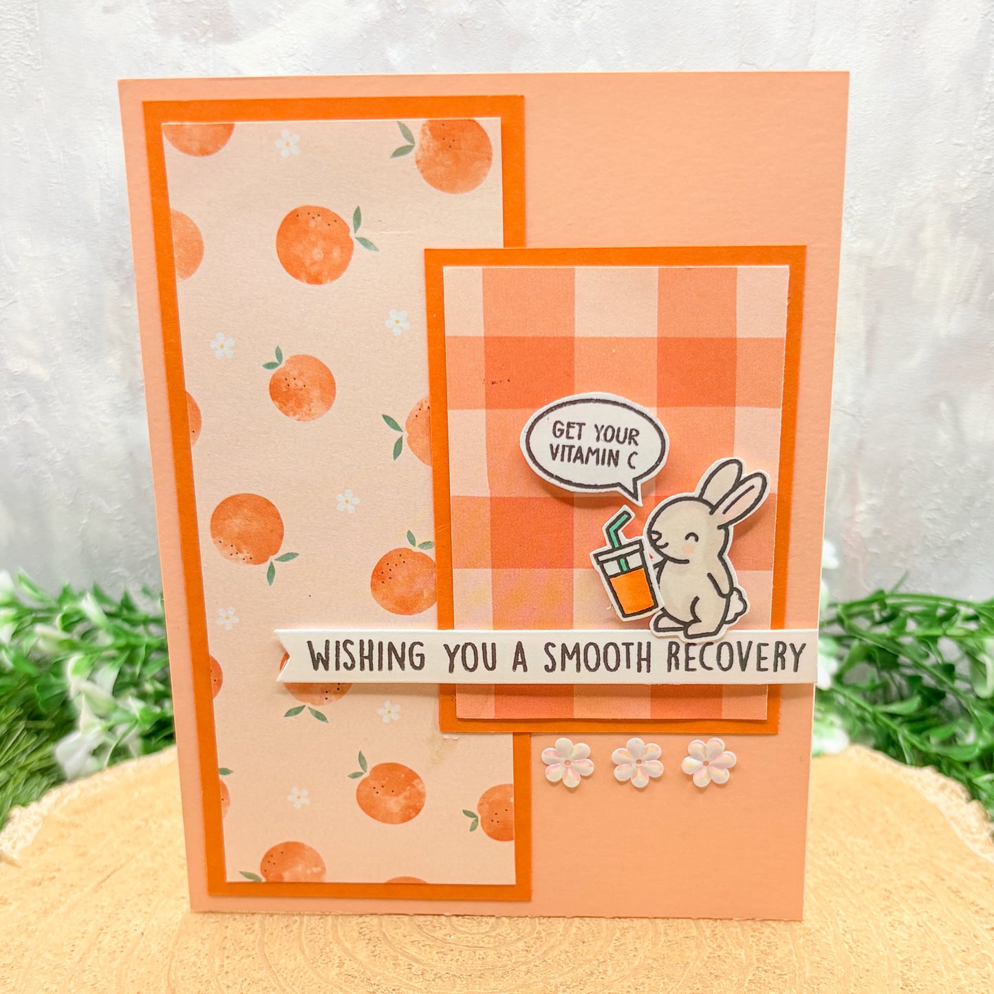 Rabbit Quote Orange Handmade Get Well Soon Card (3 Designs to Choose From)
