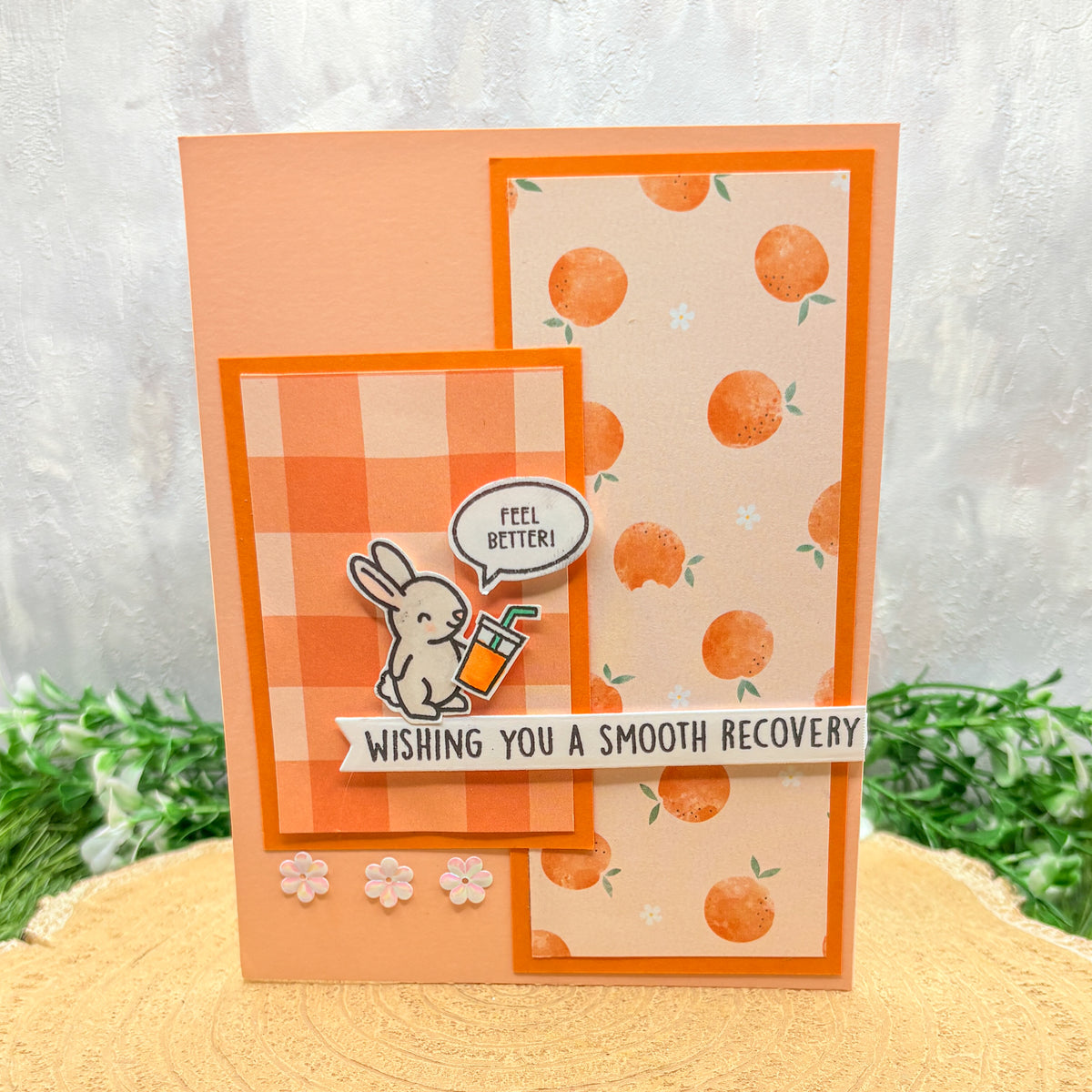 Rabbit Quote Orange Handmade Get Well Soon Card (3 Designs to Choose From)