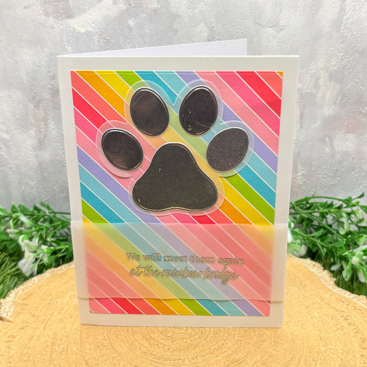 Rainbow Bridge Paw Loss of Pet Handmade Sympathy Card-1