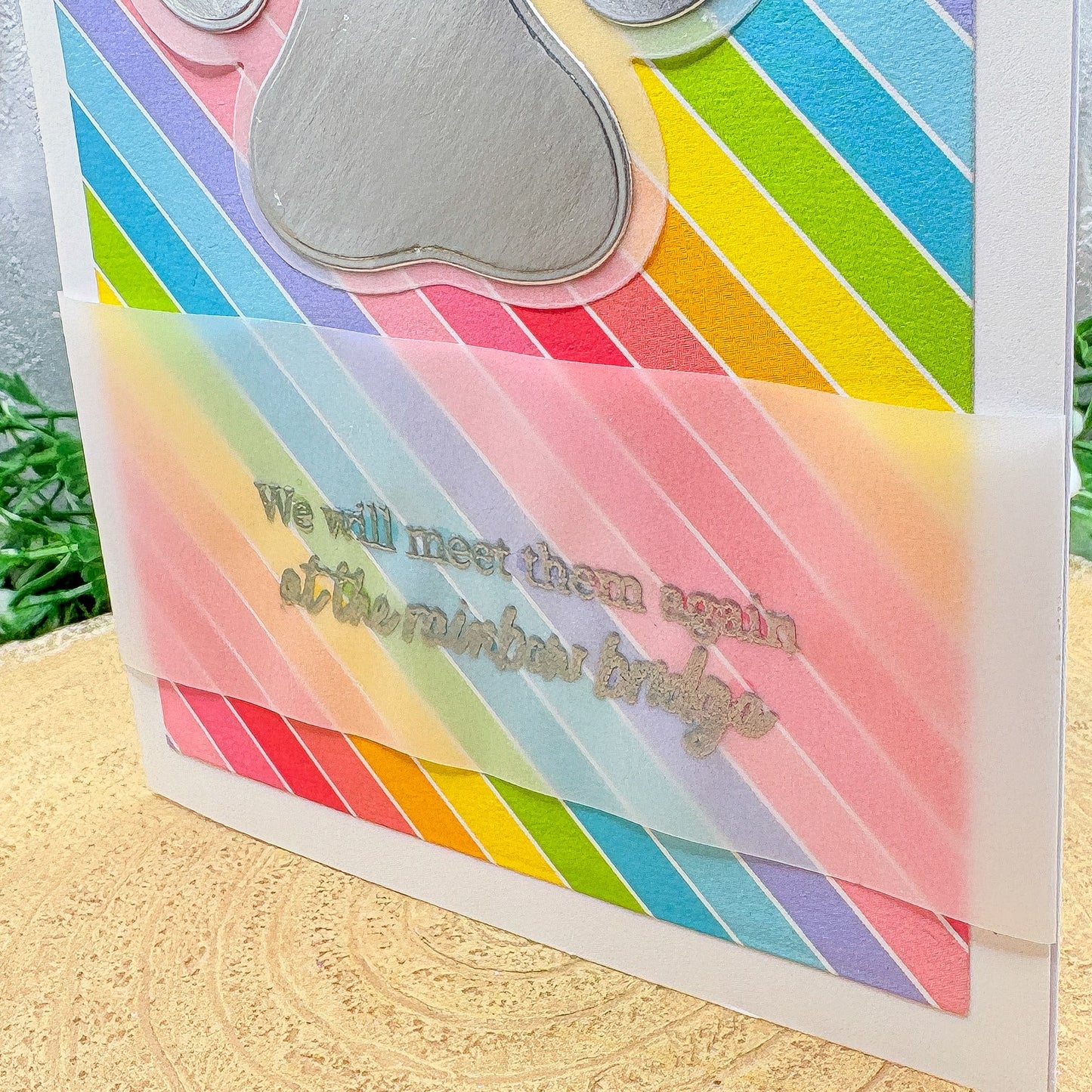 Rainbow Bridge Paw Loss of Pet Handmade Sympathy Card-2