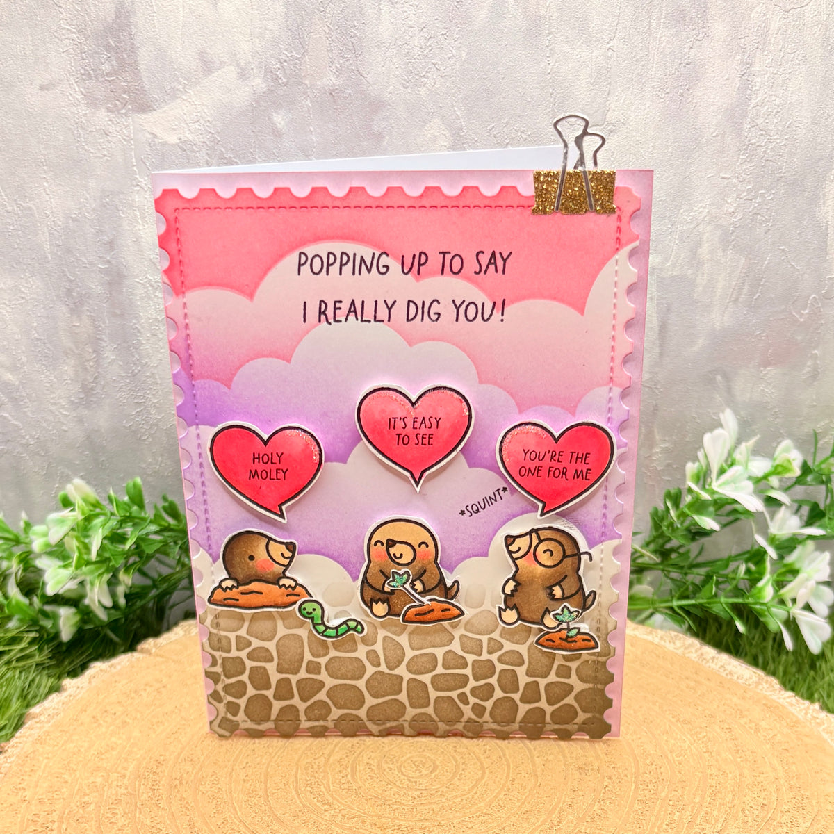 Really Dig You Mole Puns Handmade Valentine's Day Card-1