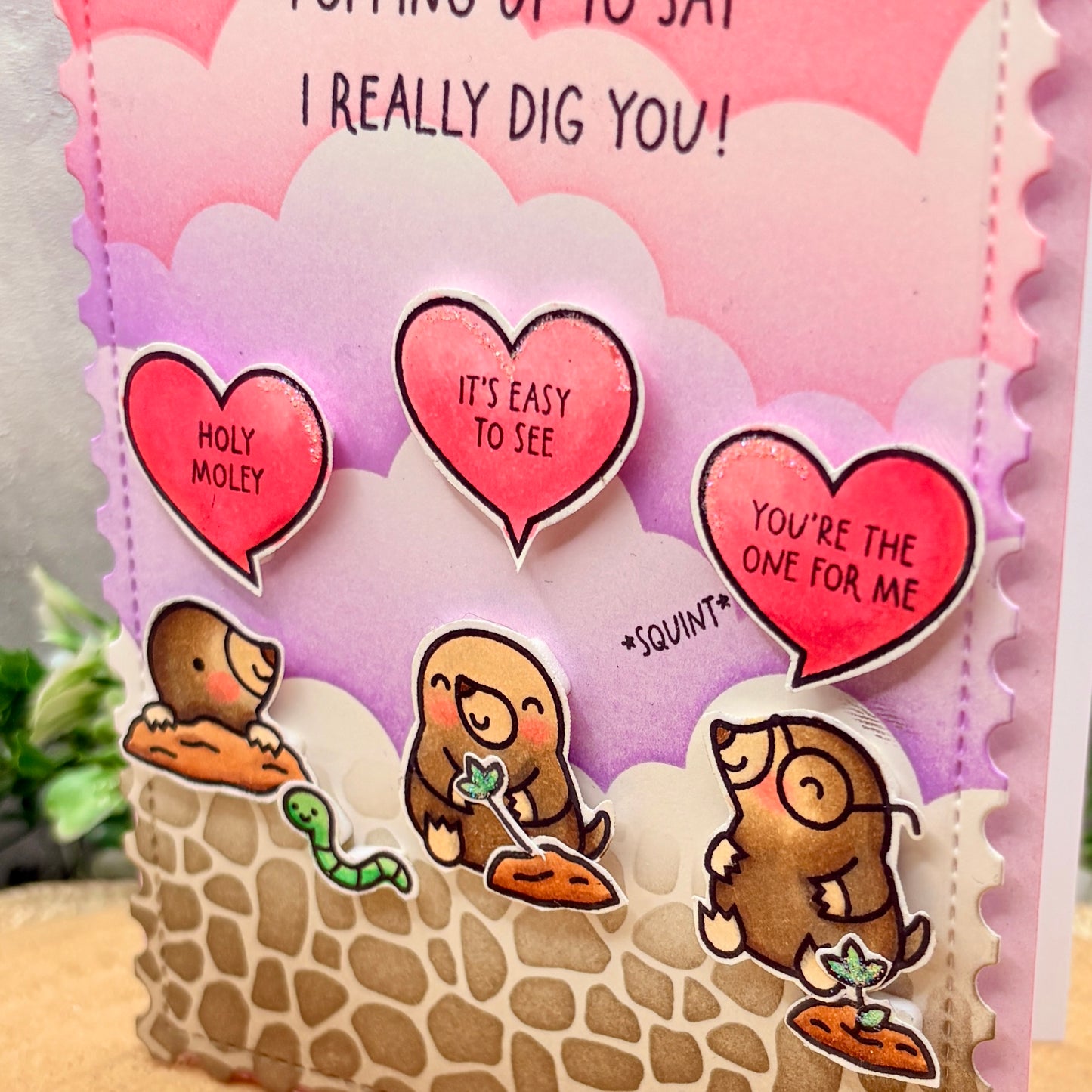 Really Dig You Mole Puns Handmade Valentine's Day Card-2