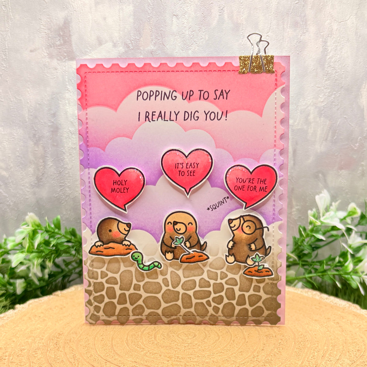 Really Dig You Mole Puns Handmade Valentine's Day Card